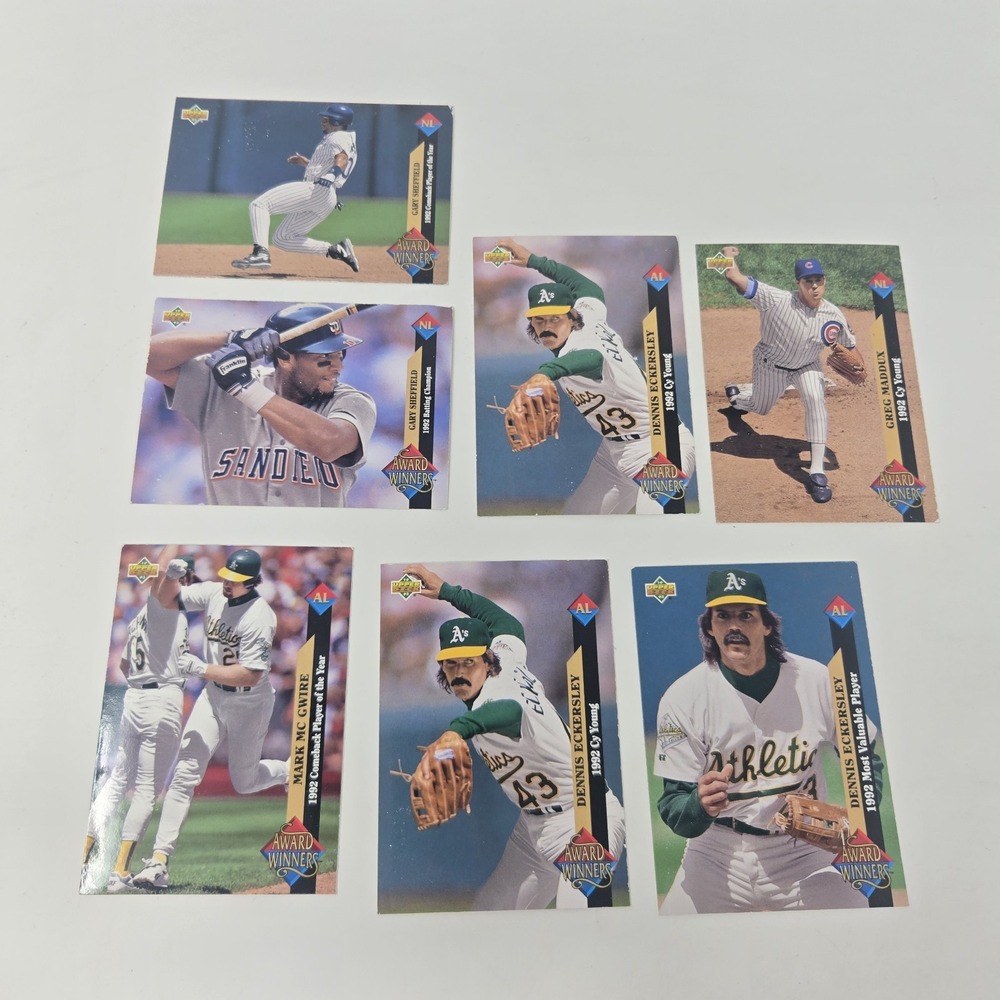 1993 Upper Deck Award Winners Lot (7) Maddux McGwire Eckersley Sheffield HOF